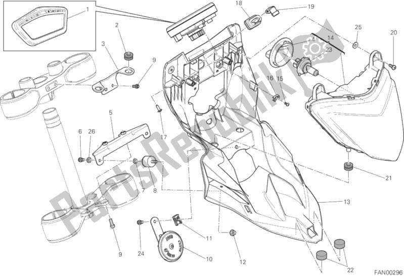 All parts for the Fanale Anteriore E Cruscotto of the Ducati Hypermotard 939 Thailand 2019